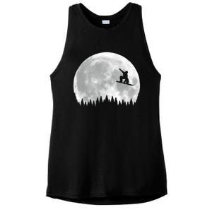 Snow Boarding Moon Cool Sport Hobby Ladies PosiCharge Tri-Blend Wicking Tank