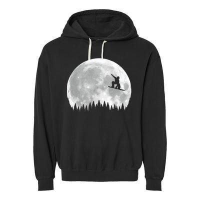 Snow Boarding Moon Cool Sport Hobby Garment-Dyed Fleece Hoodie