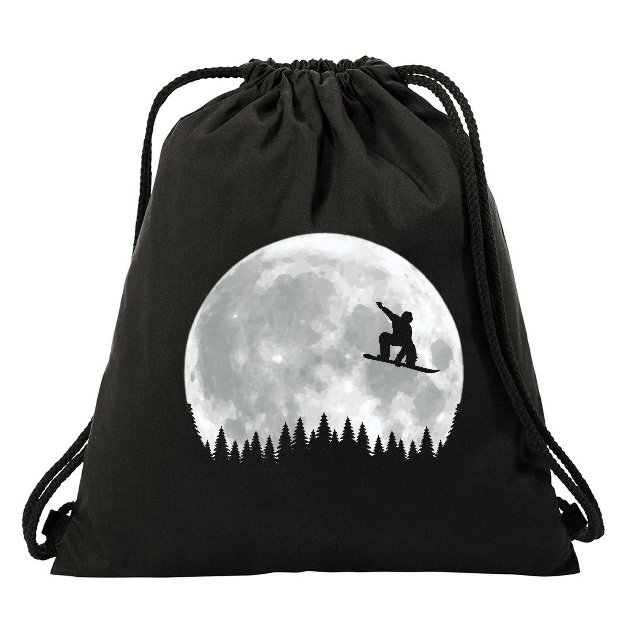 Snow Boarding Moon Cool Sport Hobby Drawstring Bag