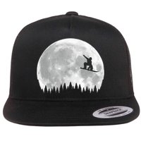 Snow Boarding Moon Cool Sport Hobby Flatbill Hat