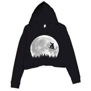 Snow Boarding Moon Cool Sport Hobby Crop Fleece Hoodie