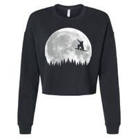 Snow Boarding Moon Cool Sport Hobby Cropped Pullover Crew