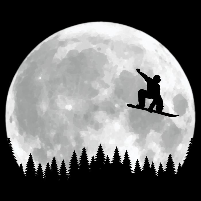 Snow Boarding Moon Cool Sport Hobby Cropped Pullover Crew