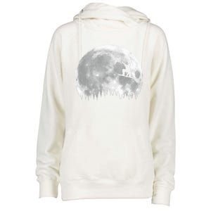 Snow Boarding Moon Cool Sport Hobby Womens Funnel Neck Pullover Hood