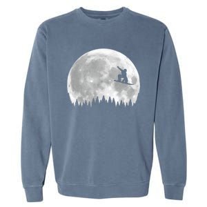 Snow Boarding Moon Cool Sport Hobby Garment-Dyed Sweatshirt