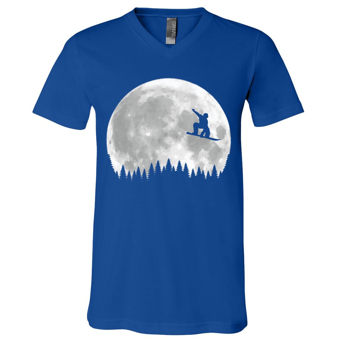 Snow Boarding Moon Cool Sport Hobby V-Neck T-Shirt