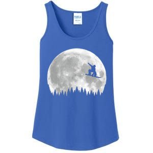 Snow Boarding Moon Cool Sport Hobby Ladies Essential Tank