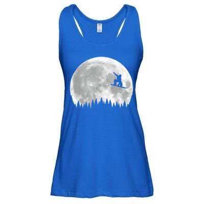 Snow Boarding Moon Cool Sport Hobby Ladies Essential Flowy Tank