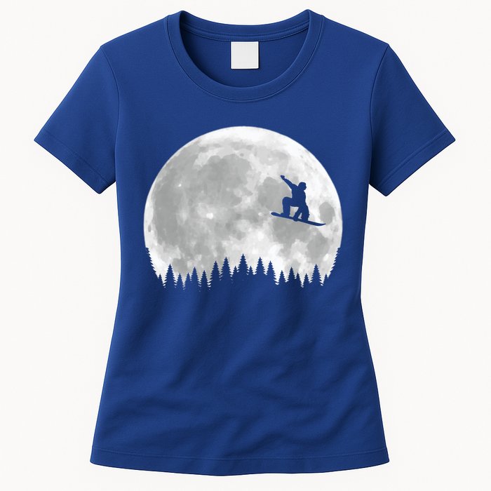 Snow Boarding Moon Cool Sport Hobby Womens T-Shirt