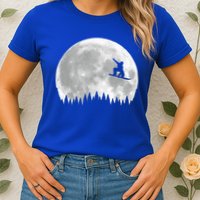 Snow Boarding Moon Cool Sport Hobby Womens T-Shirt