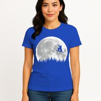 Snow Boarding Moon Cool Sport Hobby Womens T-Shirt