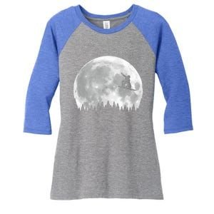 Snow Boarding Moon Cool Sport Hobby Women's Tri-Blend 3/4-Sleeve Raglan Shirt