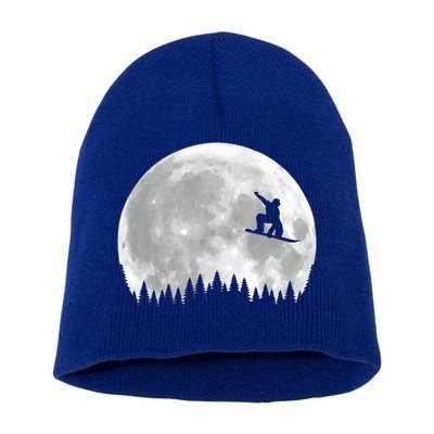 Snow Boarding Moon Cool Sport Hobby Short Acrylic Beanie