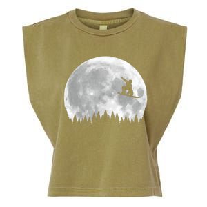 Snow Boarding Moon Cool Sport Hobby Garment-Dyed Women's Muscle Tee