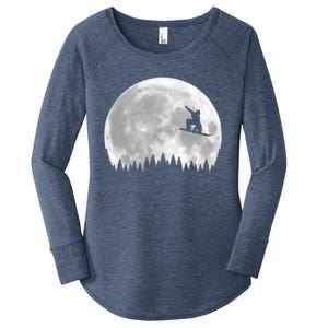 Snow Boarding Moon Cool Sport Hobby Women's Perfect Tri Tunic Long Sleeve Shirt