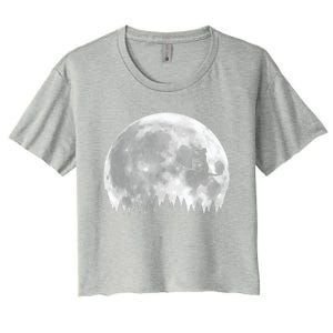 Snow Boarding Moon Cool Sport Hobby Women's Crop Top Tee