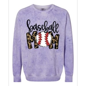 Softball Baseball Mom Leopard Tee Mother's Day Colorblast Crewneck Sweatshirt