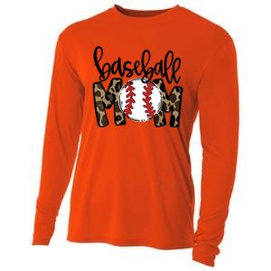 Softball Baseball Mom Leopard Tee Mother's Day Cooling Performance Long Sleeve Crew