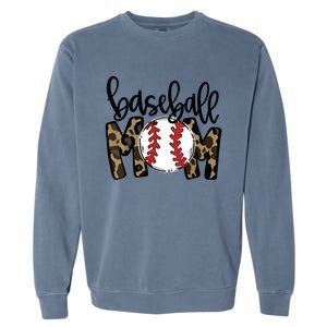 Softball Baseball Mom Leopard Tee Mother's Day Garment-Dyed Sweatshirt