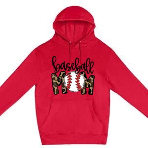 Softball Baseball Mom Leopard Tee Mother's Day Premium Pullover Hoodie