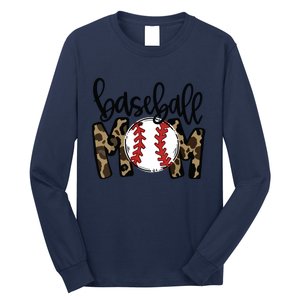 Softball Baseball Mom Leopard Tee Mother's Day Long Sleeve Shirt