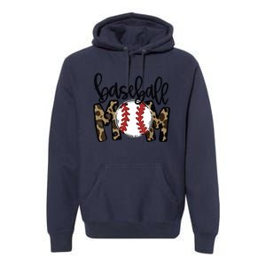 Softball Baseball Mom Leopard Tee Mother's Day Premium Hoodie