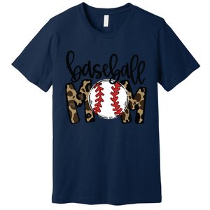 Softball Baseball Mom Leopard Tee Mother's Day Premium T-Shirt