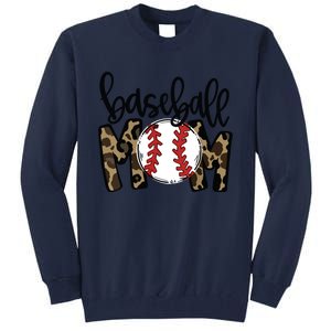 Softball Baseball Mom Leopard Tee Mother's Day Tall Sweatshirt