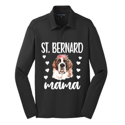 St Bernard Mama Saint Bernard Dog Owner St Bernard Mom Long Sleeve Silk Touch Performance Long Sleeve Polo