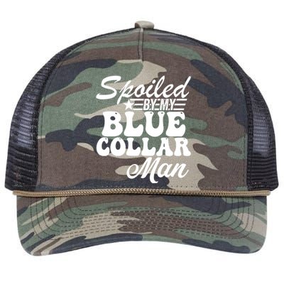 Spoiled By My Blue Collar Man Retro Rope Trucker Hat Cap