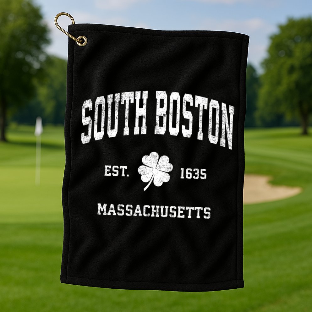 South Boston Massachusetts Vintage Shamrock Sports Golf Towel