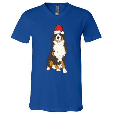 Santa Bernese Mountain Dog Winter Christmas Dog Mom Holiday Great Gift V-Neck T-Shirt