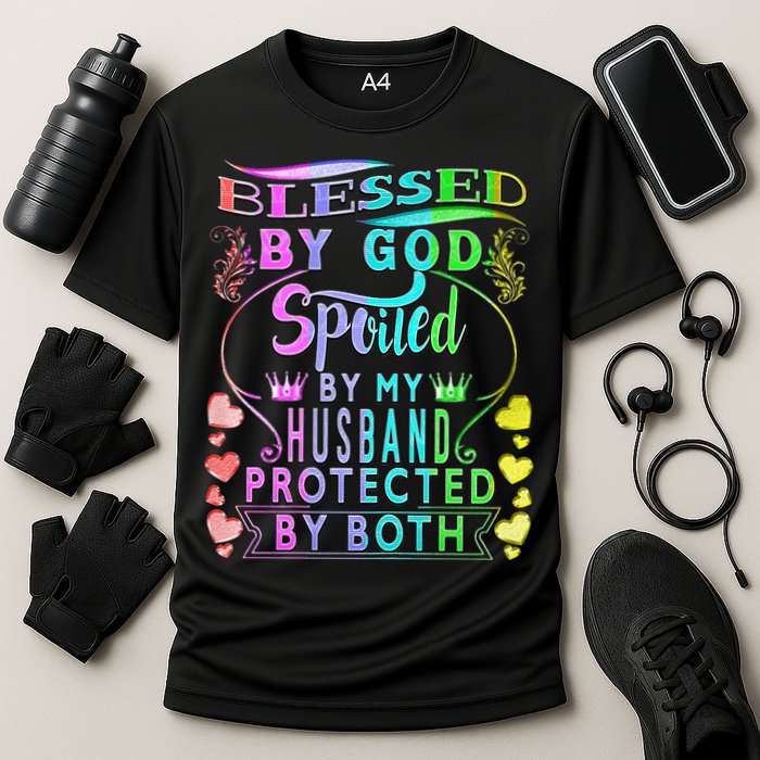 Spoiled By My Husband Blessed By God Wife Gifts From Husband Cooling Performance Crew T-Shirt