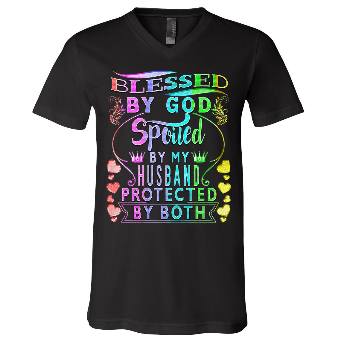 Spoiled By My Husband Blessed By God Wife Gifts From Husband V-Neck T-Shirt