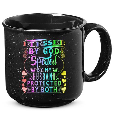 Spoiled By My Husband Blessed By God Wife Gifts From Husband 15oz Campfire Ceramic Mug