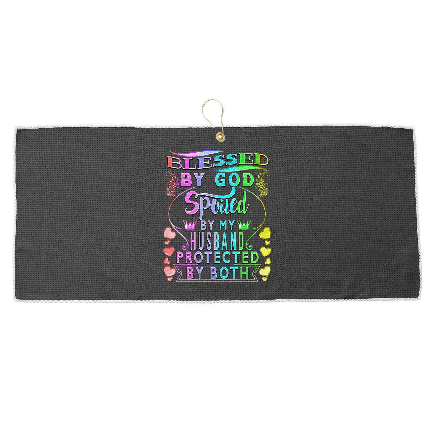 Spoiled By My Husband Blessed By God Wife Gifts From Husband Large Microfiber Waffle Golf Towel