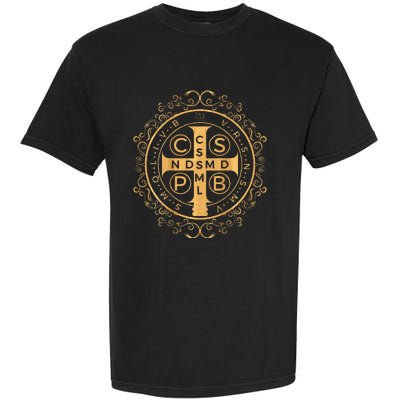 Saint Benedict Medal Catholic Print Garment-Dyed Heavyweight T-Shirt