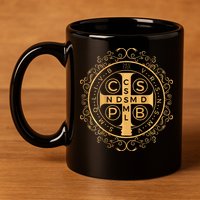 Saint Benedict Medal Catholic Print 11oz C Handle Ceramic Mug