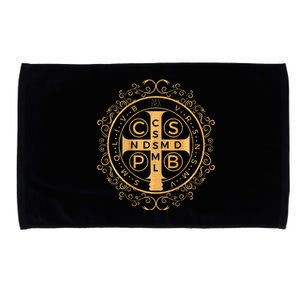 Saint Benedict Medal Catholic Print Microfiber Hand Towel