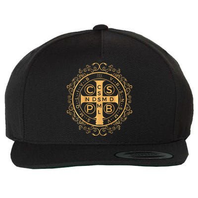 Saint Benedict Medal Catholic Print Wool Snapback Cap