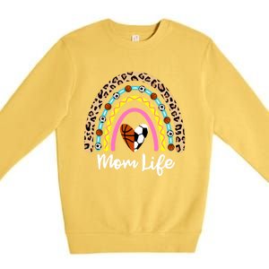 Soccer Basketball Mom Boho Rainbow Funny Soccer Basketball Gift Premium Crewneck Sweatshirt