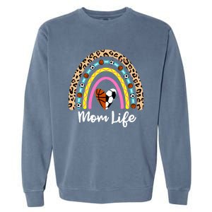 Soccer Basketball Mom Boho Rainbow Funny Soccer Basketball Gift Garment-Dyed Sweatshirt