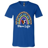 Soccer Basketball Mom Boho Rainbow Funny Soccer Basketball Gift V-Neck T-Shirt