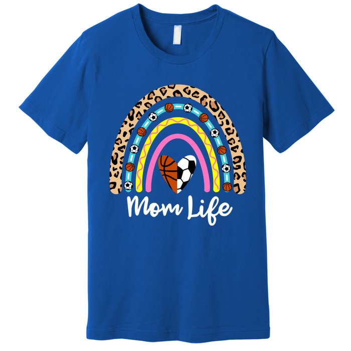 Soccer Basketball Mom Boho Rainbow Funny Soccer Basketball Gift Premium T-Shirt