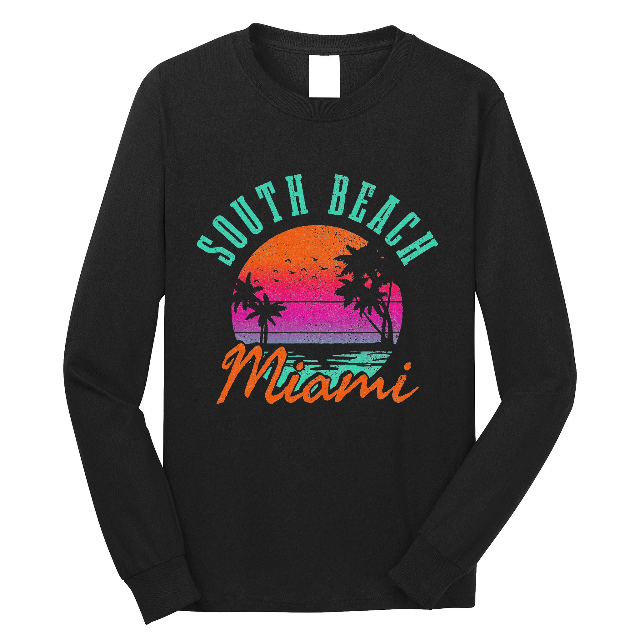South Beach Miami Retro Florida Usa Souvenir Gift Long Sleeve Shirt