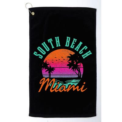 South Beach Miami Retro Florida Usa Souvenir Gift Golf Towel
