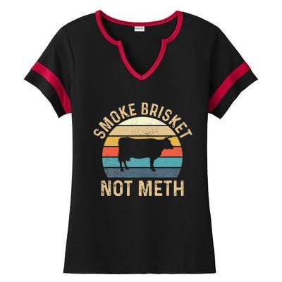 Smoke Brisket Not Meth Pitmaster BBQ Lover Smoker Grilling Ladies Halftime Notch Neck Tee