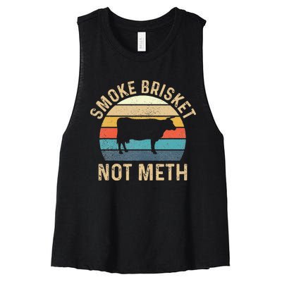 Smoke Brisket Not Meth Pitmaster BBQ Lover Smoker Grilling Women's Racerback Cropped Tank