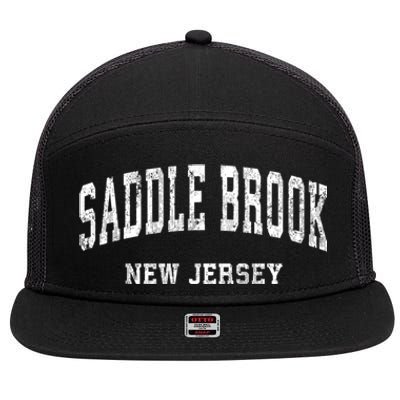 Saddle Brook New Jersey Nj Vintage Varsity Sports 7 Panel Mesh Trucker Snapback Hat