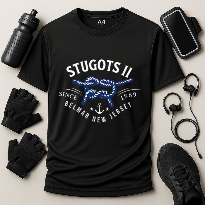 Stugots Belmar Nj Rope Retro Sarcastic Funny Boating Performance Shirt